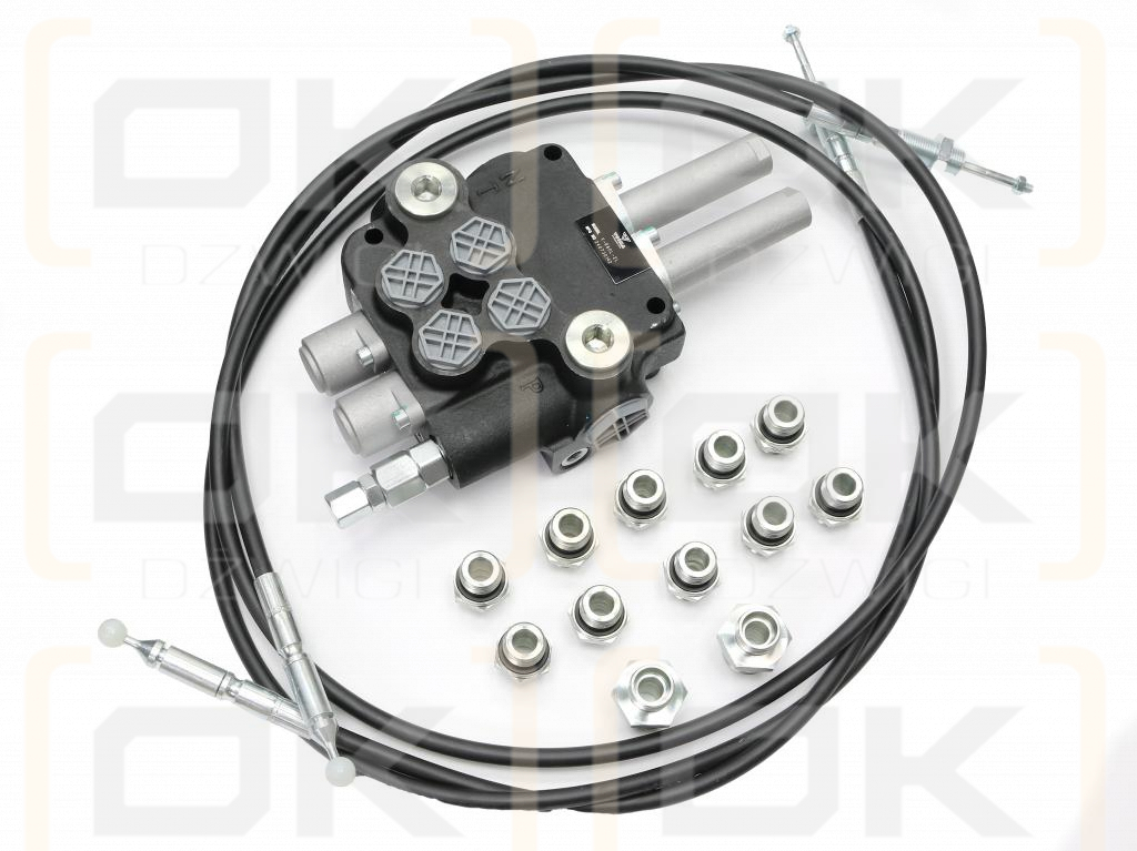 Zestaw do Ładowacz TUR -Rozdzielacz 80L 2-sekcyjny + Elektrozawór + Joystick z przyciskiem + Elementy złączne + Linki na kulkę 2000mm VOIMA