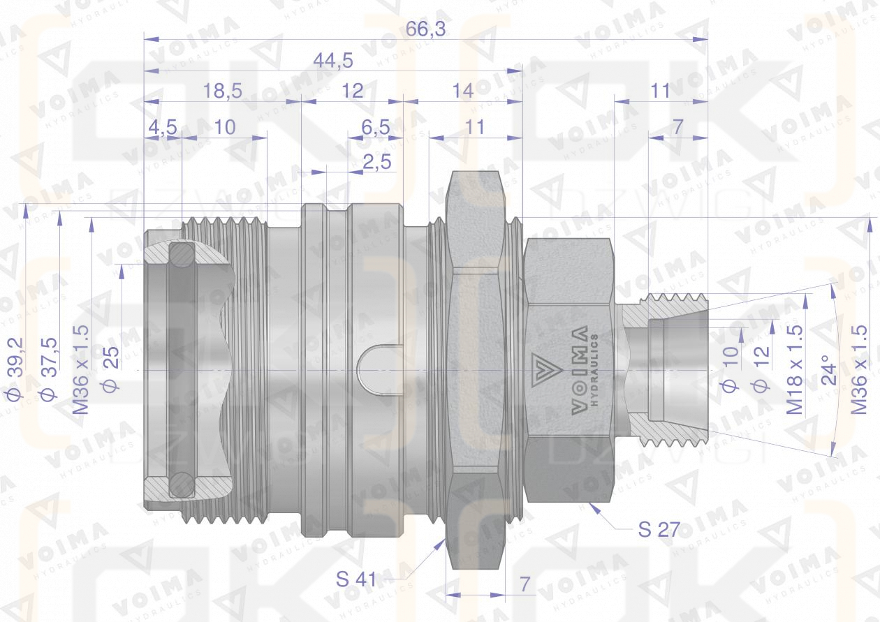 Zawór gniazdo ZSR6160101 (pasuje do Bizon) M18x1,5 skręcane VOIMA (opakowanie 10szt)