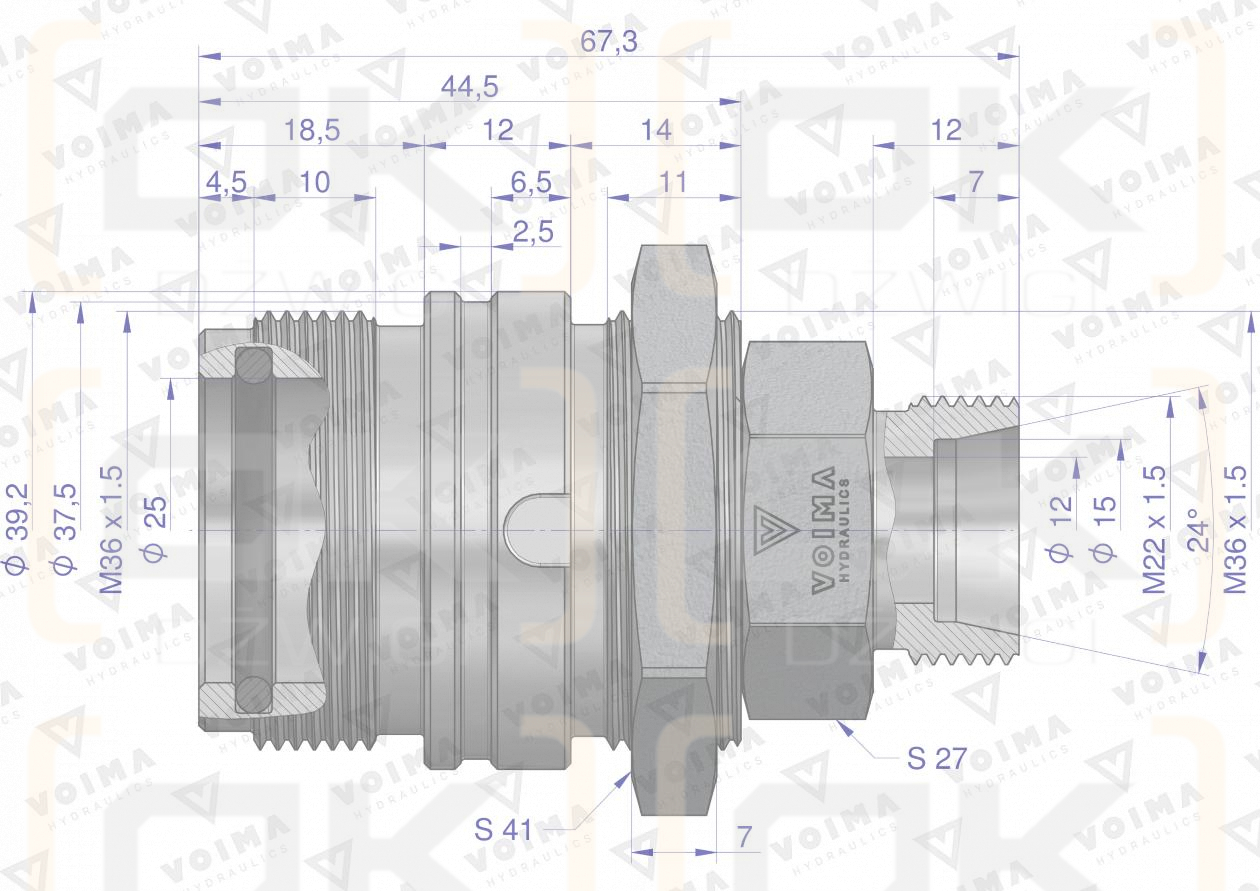 Zawór gniazdo ZSR (50490020) M22x1.5 skręcane VOIMA