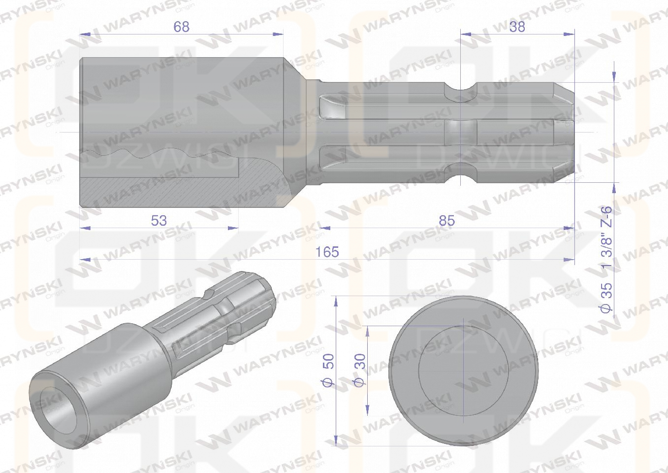 Redukcja adapter otwór wew. Q 30 mm na wałek 1 3/8
