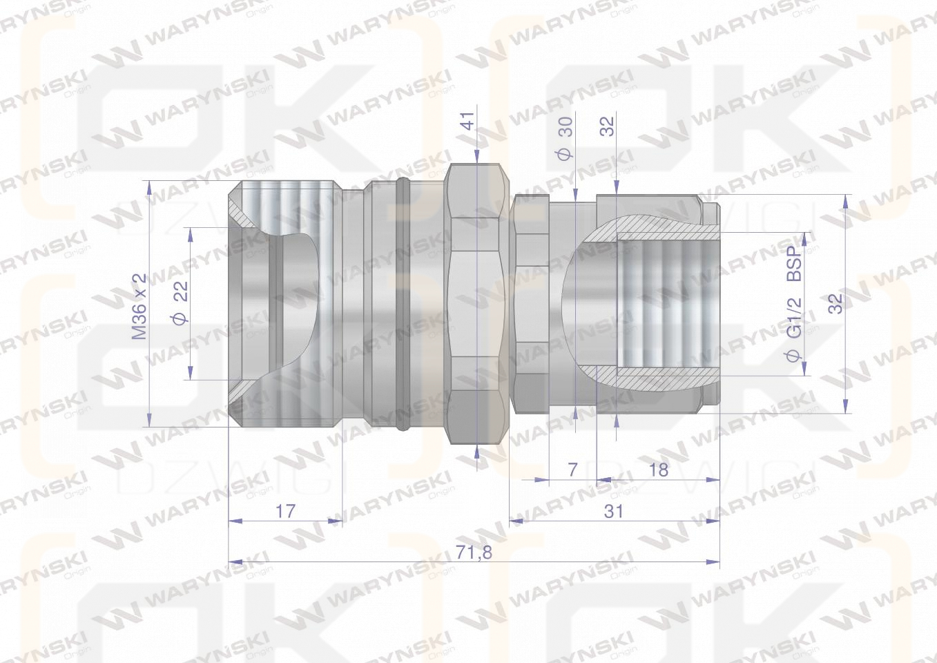 Szybkozłącze hydrauliczne skręcane gniazdo G1/2
