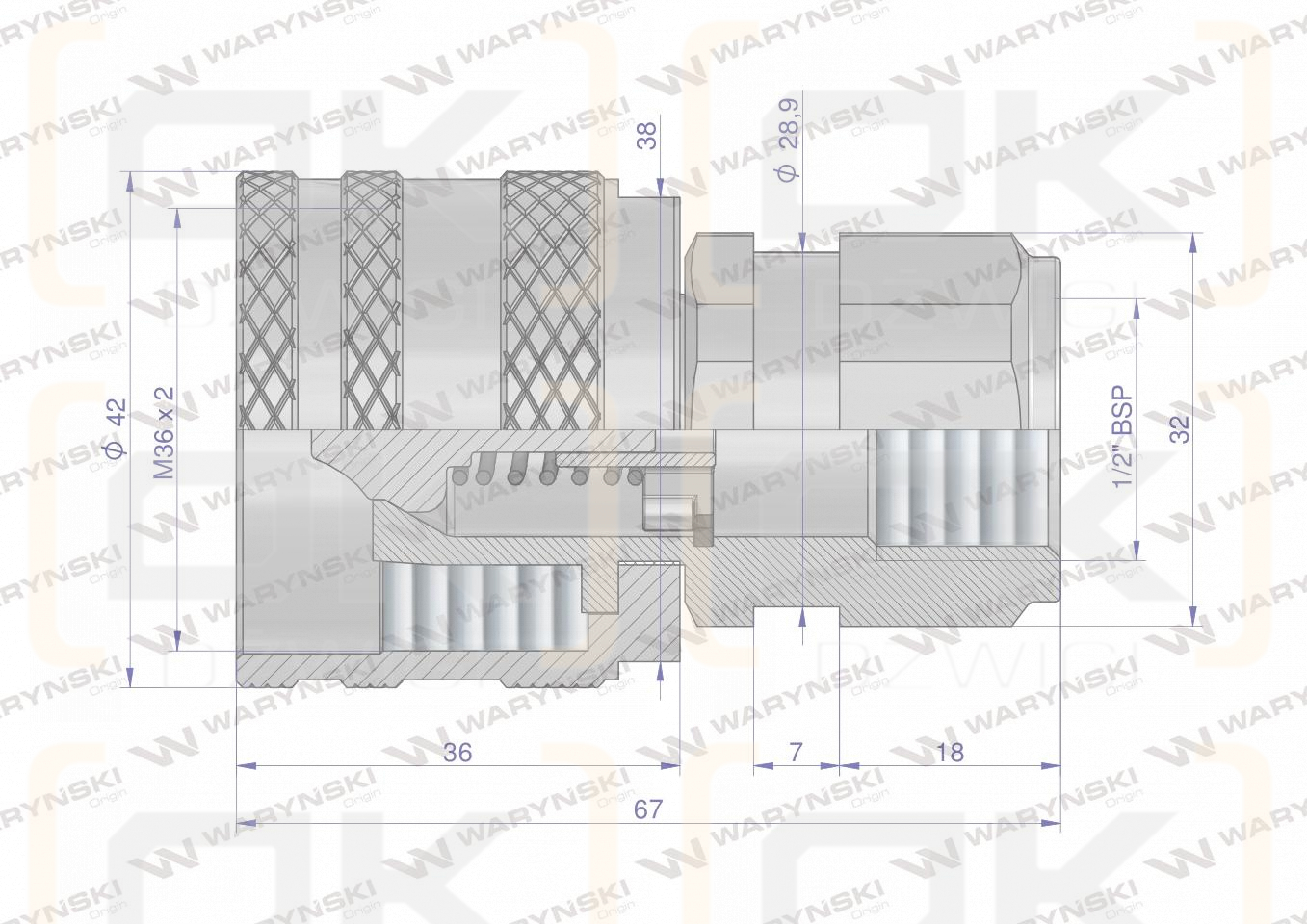 Szybkozłącze hydrauliczne skręcane wtyczka G1/2