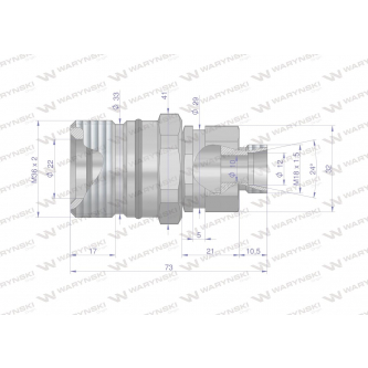 Szybkozłącze hydrauliczne skręcane gniazdo M18x1.5 gwint zewnętrzny 300bar Waryński