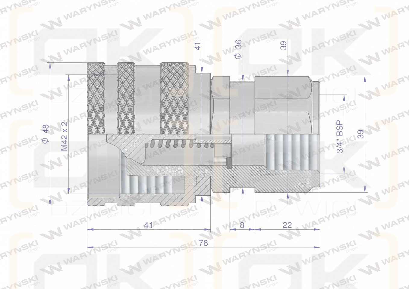 Szybkozłącze hydrauliczne skręcane wtyczka G3/4