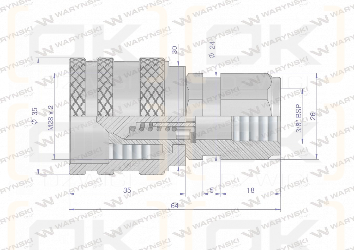 Szybkozłącze hydrauliczne skręcane wtyczka G3/8