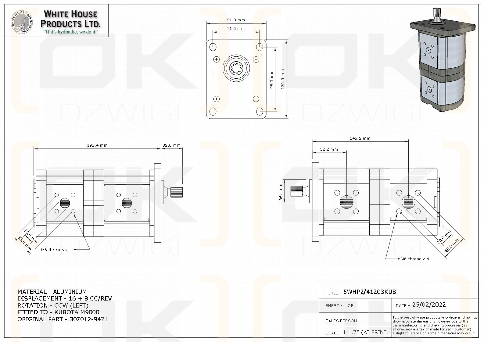 WHP REPLACEMENT FOR 307012-9401