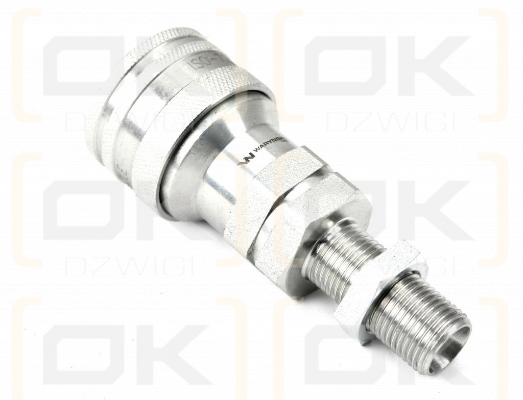 Szybkozłącze hydrauliczne gniazdo long M16x1.5 gwint zewnętrzny EURO (ISO 7241-A) z eliminatorem ciśnienia Waryński