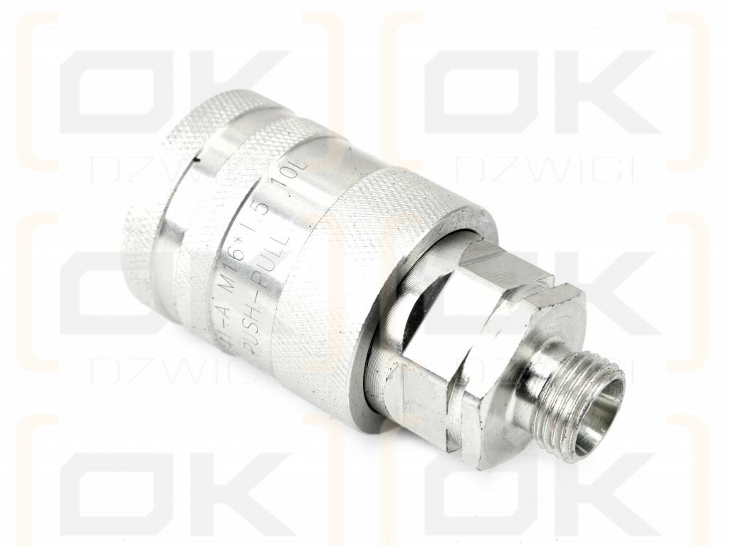 Szybkozłącze hydrauliczne gniazdo M16x1.5 gwint zewnętrzny EURO PUSH-PULL (ISO 7241-A) z eliminatorem ciśnienia Waryński