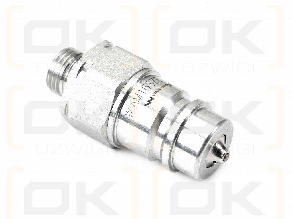 Szybkozłącze hydrauliczne wtyczka M16x1.5 gwint zewnętrzny EURO (9100816W) (ISO 7241-A) z eliminatorem ciśnienia Waryński