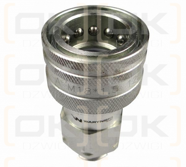 Szybkozłącze hydrauliczne gniazdo M18x1.5 gwint zewnętrzny EURO (9100818G) (ISO 7241-A) Waryński