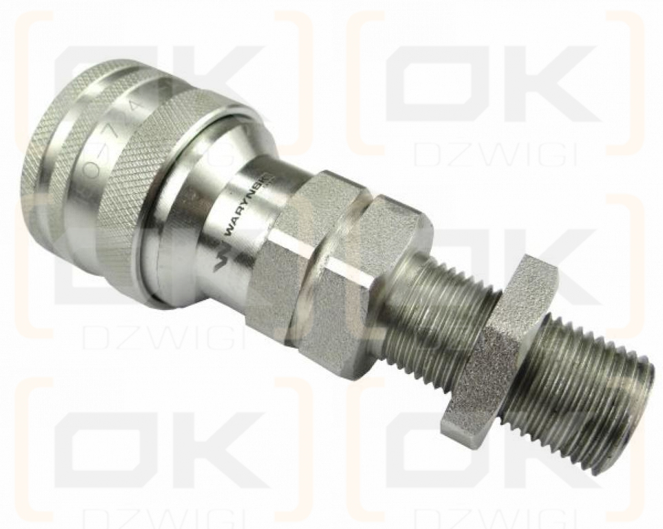 Szybkozłącze hydrauliczne gniazdo long M18x1.5 gwint zewnętrzny EURO (9100818GL) (ISO 7241-A) Waryński  (opakowanie 10szt)