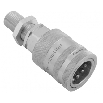 Szybkozłącze hydrauliczne gniazdo long M18x1.5 gwint zewnętrzny EURO PUSH-PULL (9100818GL) (ISO 7241-A) Waryński  (opakowanie 10szt)