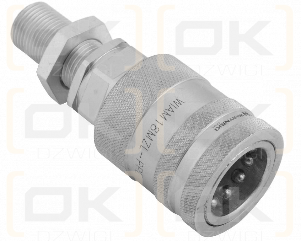 Szybkozłącze hydrauliczne gniazdo long M18x1.5 gwint zewnętrzny EURO PUSH-PULL (9100818GL) (ISO 7241-A) Waryński  (opakowanie 10szt)