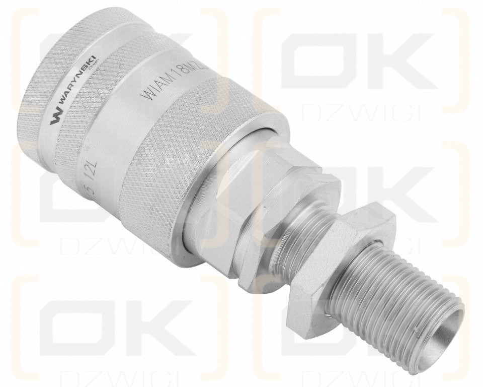 Szybkozłącze hydrauliczne gniazdo long M18x1.5 gwint zewnętrzny EURO PUSH-PULL (9100818GL) (ISO 7241-A) Waryński  (opakowanie 10szt)