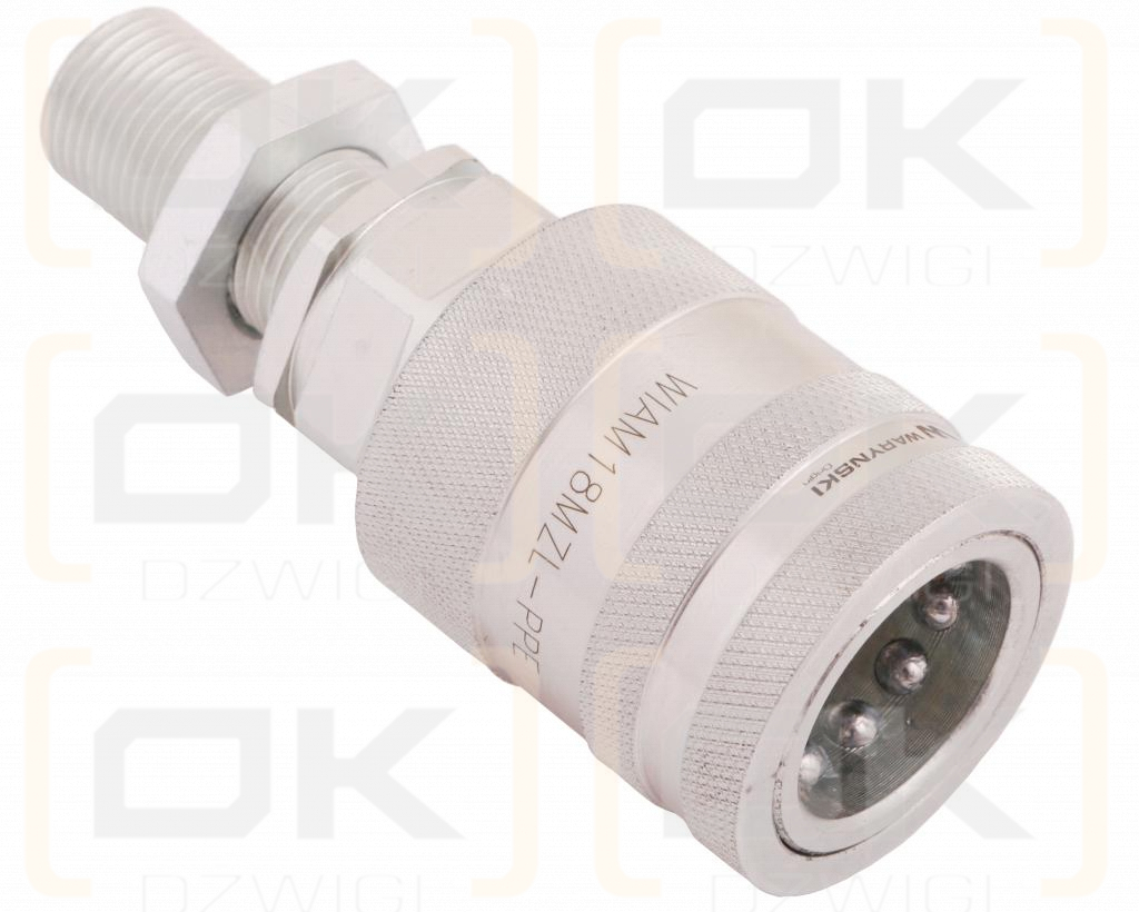 Szybkozłącze hydrauliczne gniazdo long M18x1.5 gwint zewnętrzny EURO PUSH-PULL (9100818GL) (ISO 7241-A) Waryński (opakowanie 50szt)