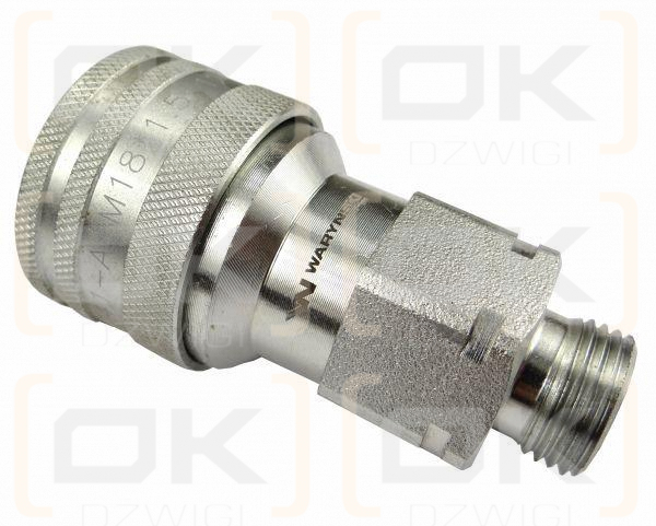 Szybkozłącze hydrauliczne gniazdo M18x1.5 gwint zewnętrzny EURO (9100818G) (ISO 7241-A) Waryński (opakowanie 50szt)