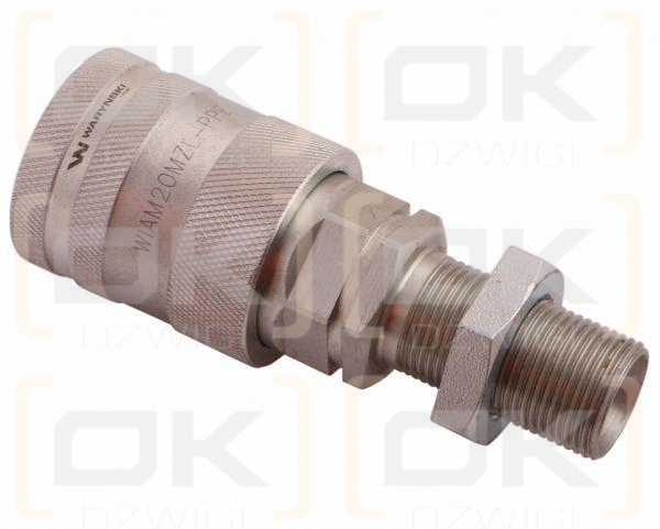Szybkozłącze hydrauliczne gniazdo long z eliminatorem ciśnienia M20x1.5 gwint zewnętrzny EURO PUSH-PULL (ISO 7241-A) Waryński