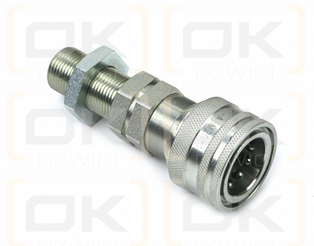 Szybkozłącze hydrauliczne gniazdo z eliminatorem ciśnienia long M22x1.5 gwint zewnętrzny EURO (9100822GL) (ISO 7241-A) Waryński