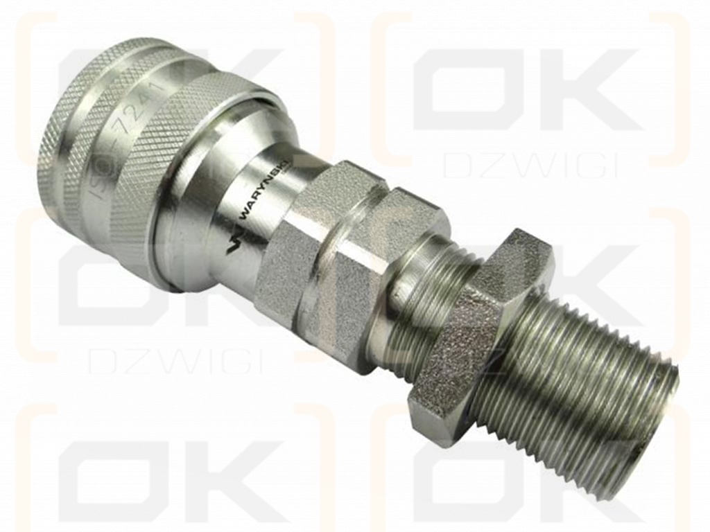 Hydraulic quick coupler socket long M22x1.5 external thread EURO (9100822GL) (ISO 7241-A) Waryński (pack of 50 pieces)