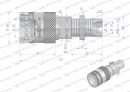 Szybkozłącze hydrauliczne gniazdo long M22x1.5 gwint zewnętrzny EURO PUSH-PULL (9100822GL) (ISO 7241-A) Waryński  (opakowanie 10szt)
