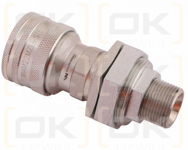 Szybkozłącze hydrauliczne gniazdo long z eliminatorem ciśnienia M22x1.5 gwint zewnętrzny EURO (504900) (9199822G/ST) (ISO 7241-A) Waryński