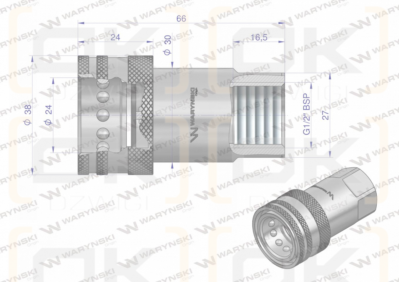 Szybkozłącze hydrauliczne gniazdo G1/2
