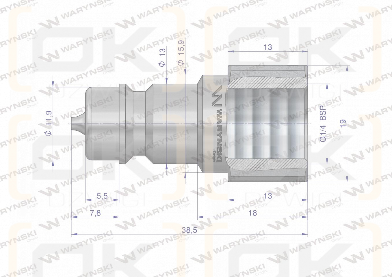 Szybkozłącze hydrauliczne wtyczka G1/4