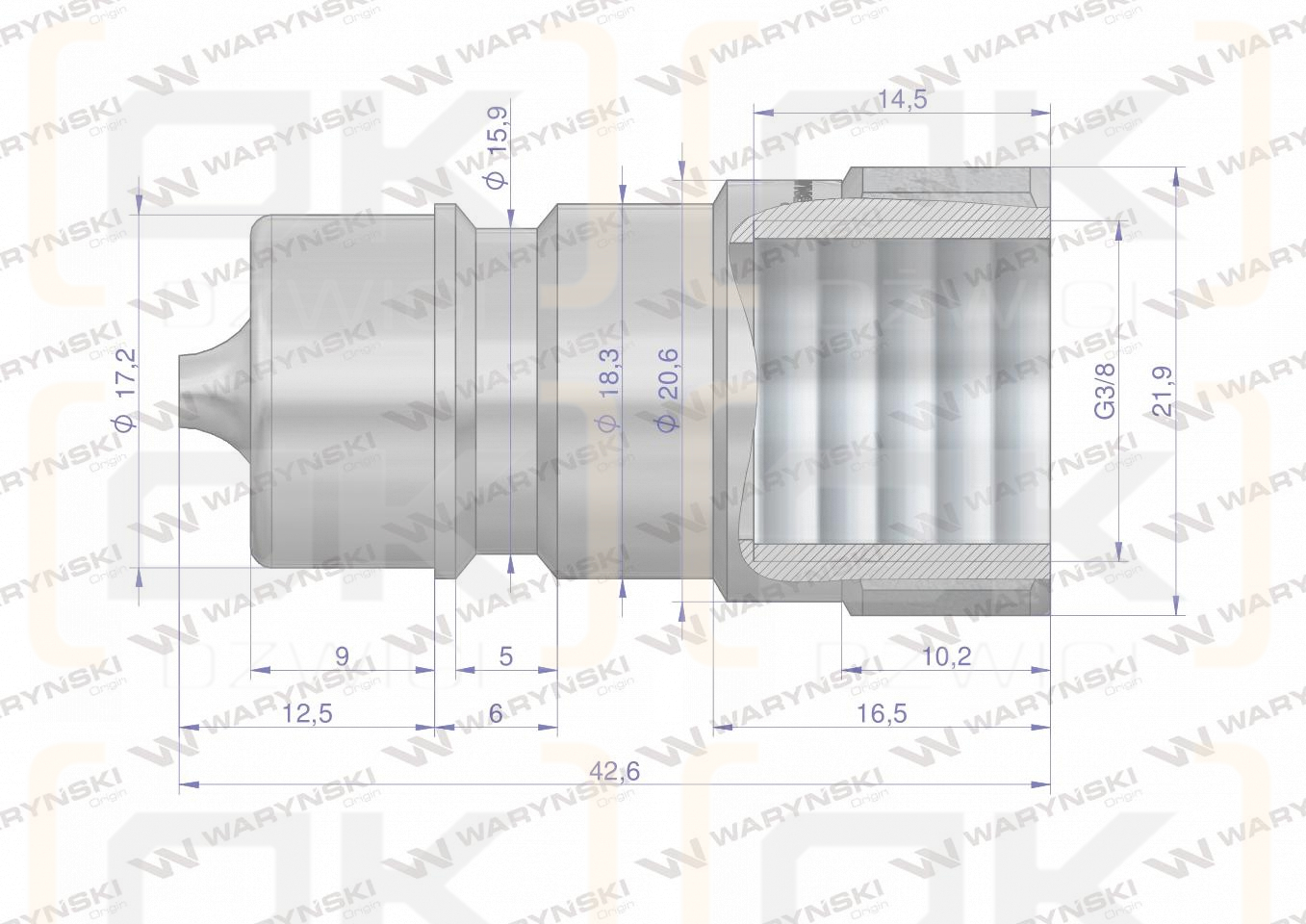Szybkozłącze hydrauliczne wtyczka G3/8