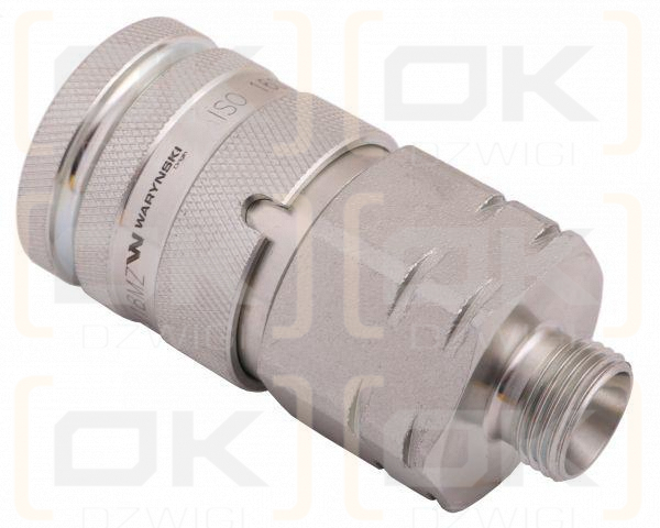 Szybkozłącze hydrauliczne suchoodcinające gniazdo M18x1.5 12L gwint zewnętrzny ISO16028 Waryński