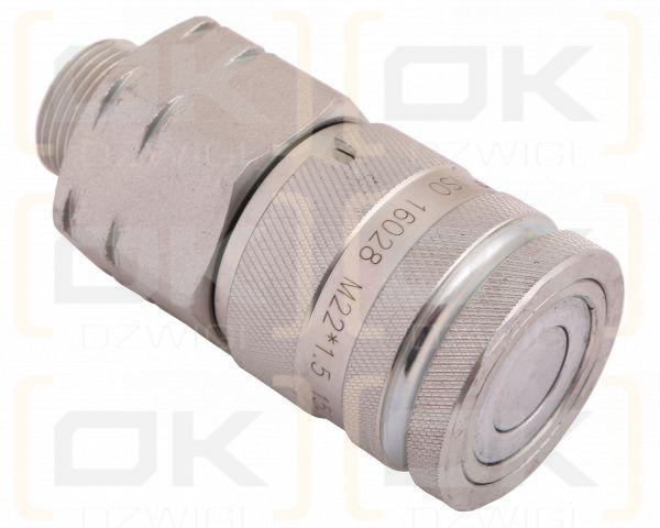 Szybkozłącze hydrauliczne suchoodcinające gniazdo M22x1.5 15L gwint zewnętrzny ISO16028 Waryński