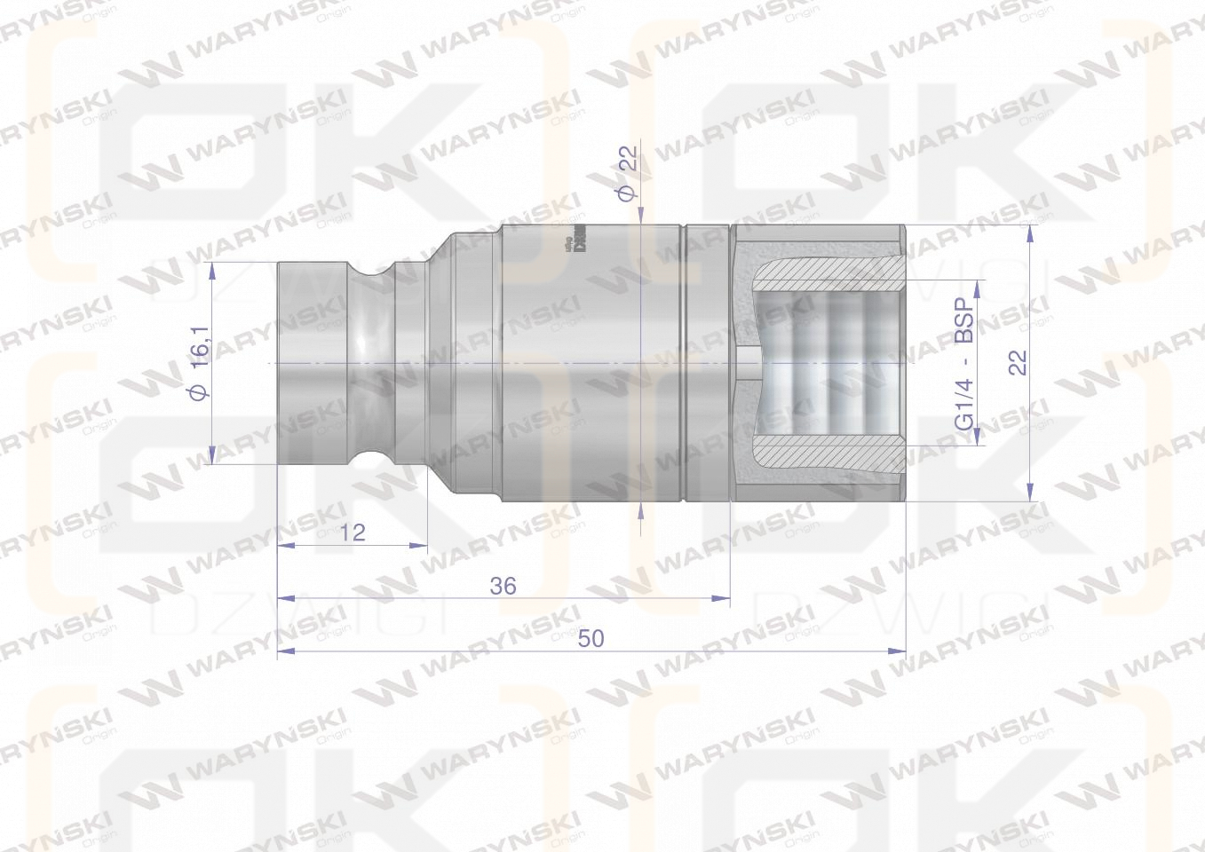 Szybkozłącze hydrauliczne suchoodcinające wtyczka G1/4