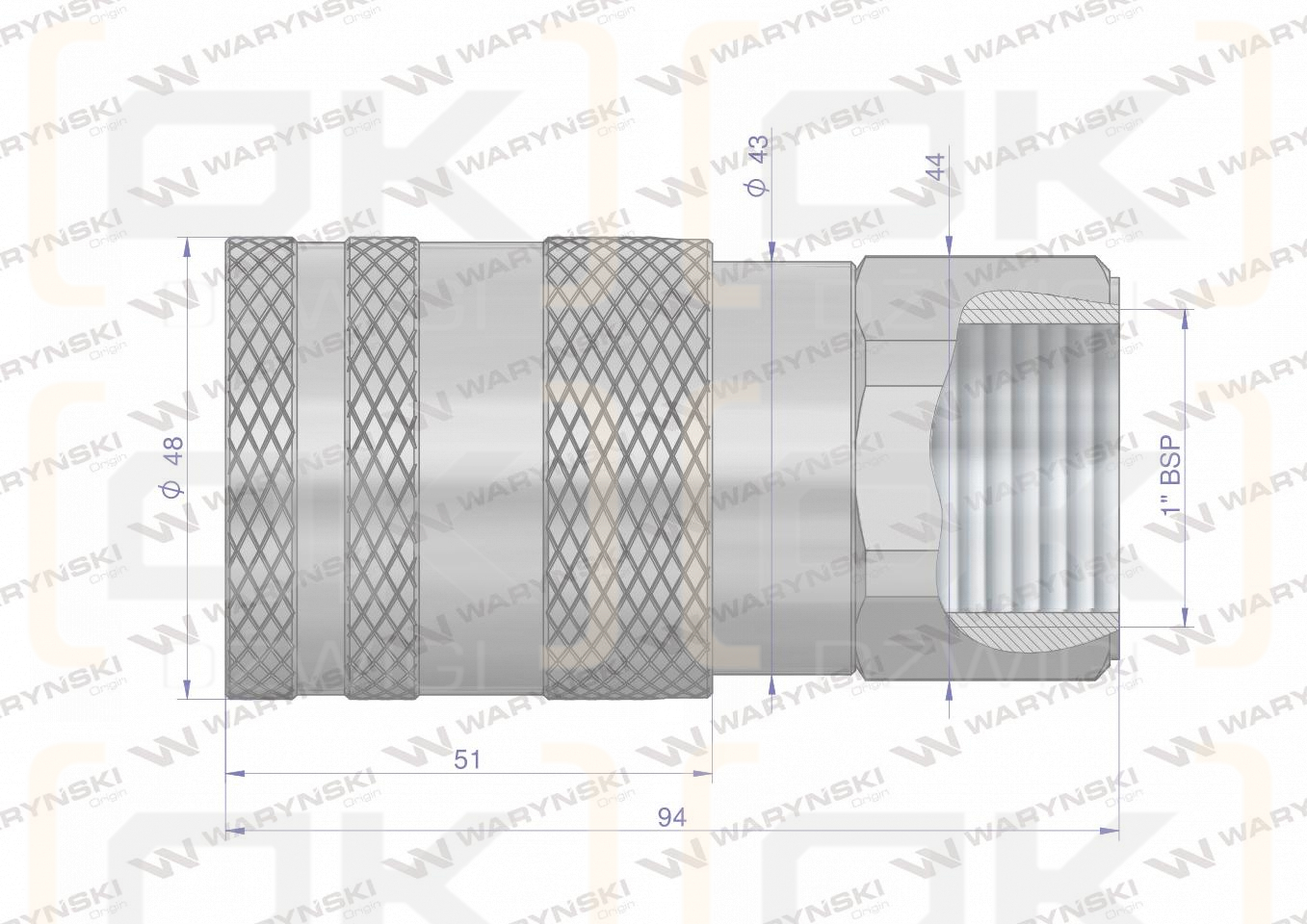 Szybkozłącze hydrauliczne suchoodcinające (rozmiar 3/4) gniazdo G1