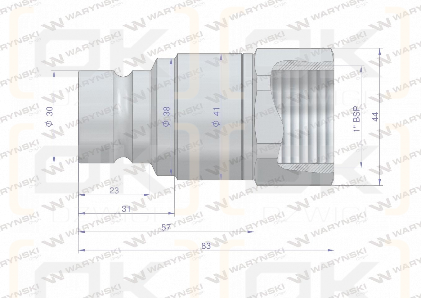 Szybkozłącze hydrauliczne suchoodcinające (rozmiar 3/4) wtyczka G1