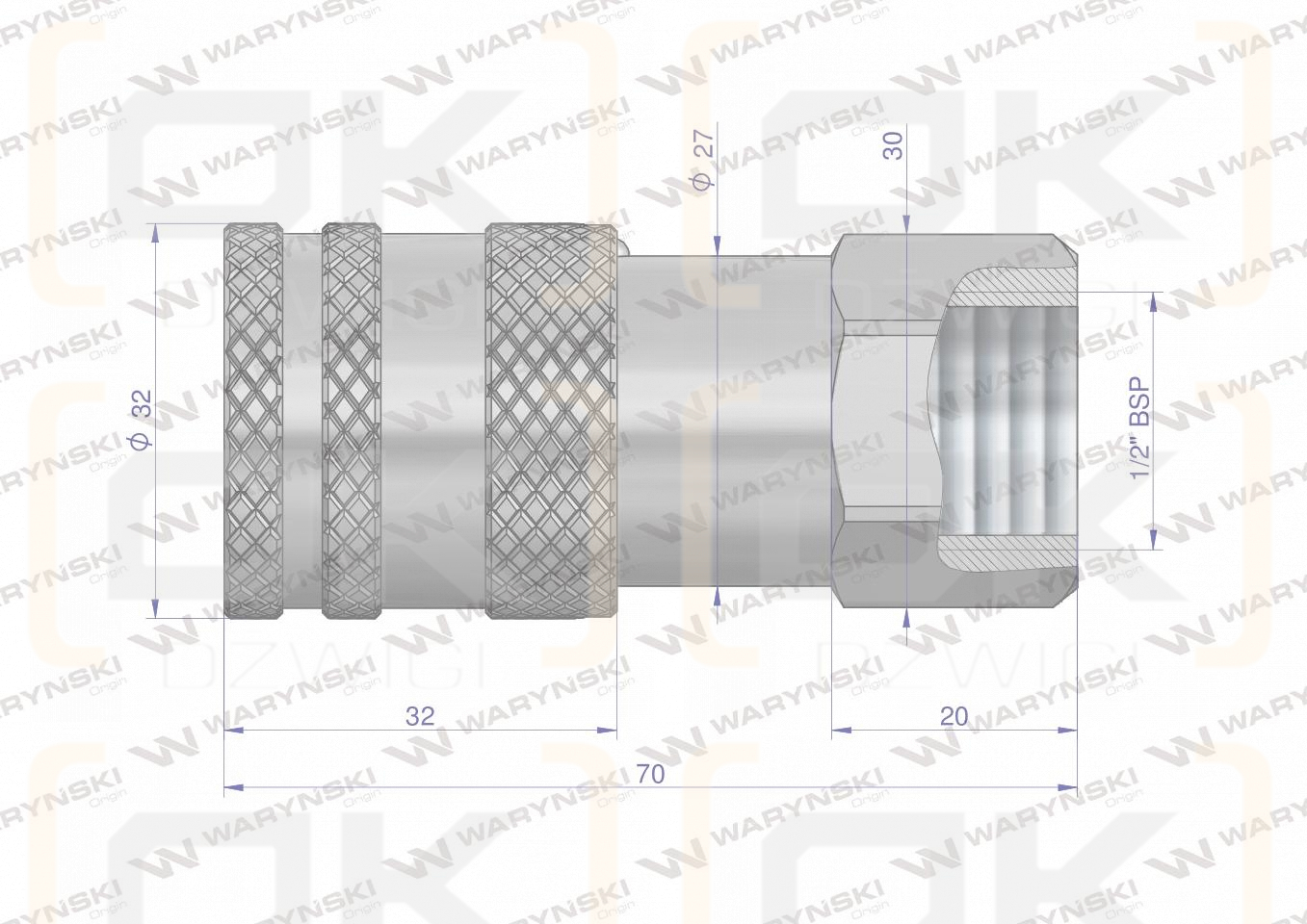 Szybkozłącze hydrauliczne suchoodcinające (rozmiar 3/8) gniazdo G1/2
