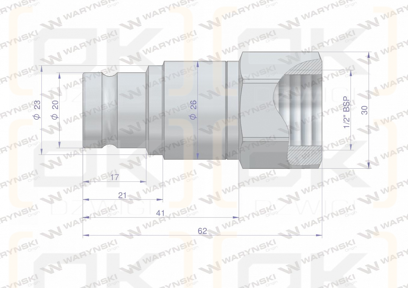 Szybkozłącze hydrauliczne suchoodcinające (rozmiar 3/8) wtyczka G1/2