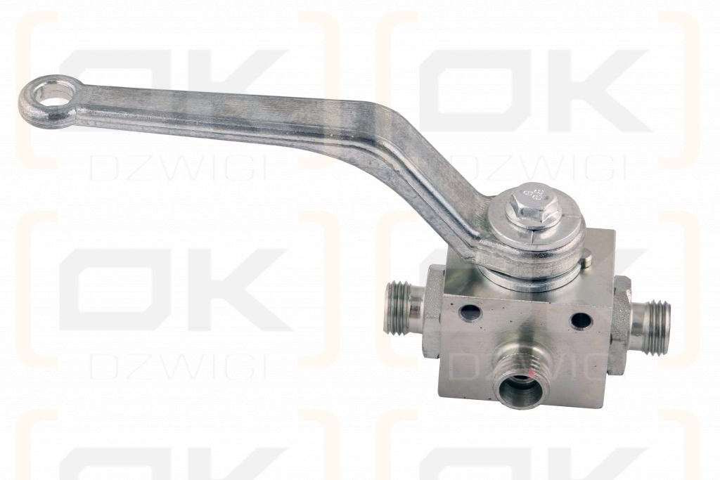 Zawór kulowy hydrauliczny 3-drogowy 3/2 M14x1.5 08L z otworami mocującymi 500 bar Waryński
