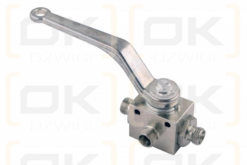 Zawór kulowy hydrauliczny 3-drogowy 3/2 M14x1.5 08L z otworami mocującymi 500 bar Waryński