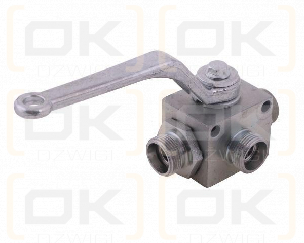 Zawór kulowy hydrauliczny 3-drogowy 3/2 M22x1.5 15L z otworami mocującymi 500 bar Waryński