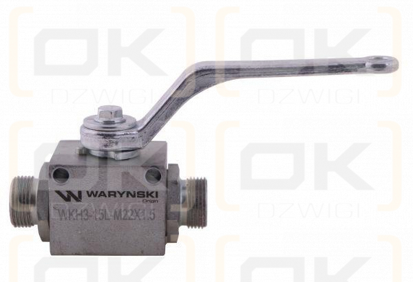 Zawór kulowy hydrauliczny 3-drogowy 3/2 M22x1.5 15L z otworami mocującymi 500 bar Waryński