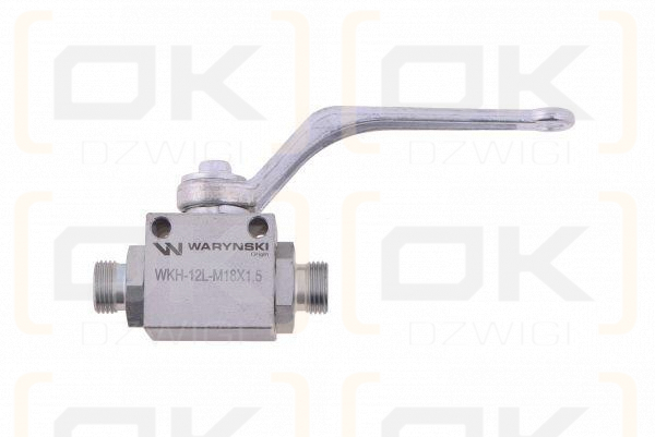 Zawór kulowy hydrauliczny 2-drogowy 2/2 M18x1.5 12L z otworami mocującymi 500 bar Waryński