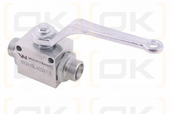Zawór kulowy hydrauliczny 2-drogowy 2/2 M22x1.5 15L z otworami mocującymi 500 bar Waryński