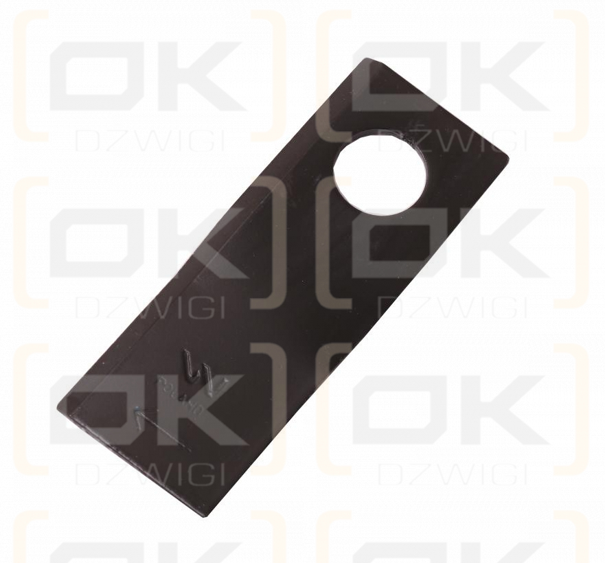 Nóż. nożyk kosiarka prawy 100X40X3mm otwór 19 zastosowanie RS 100/3 Sipma WARYŃSKI ( sprzedawane po 25 )