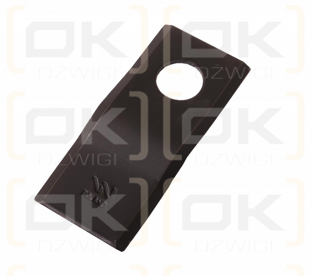 Nóż. nożyk kosiarka gięty 105x46x3mm otwór 21 zastosowanie CM120 Vicon Kverneland WARYŃSKI ( sprzedawane po 25 )