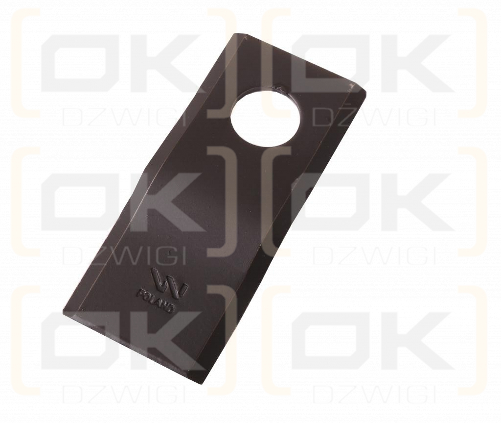 Nóż. nożyk kosiarka gięty 108x46x3mm otwór 21 zastosowanie CM120-108 PZ WARYŃSKI ( sprzedawane po 25 )