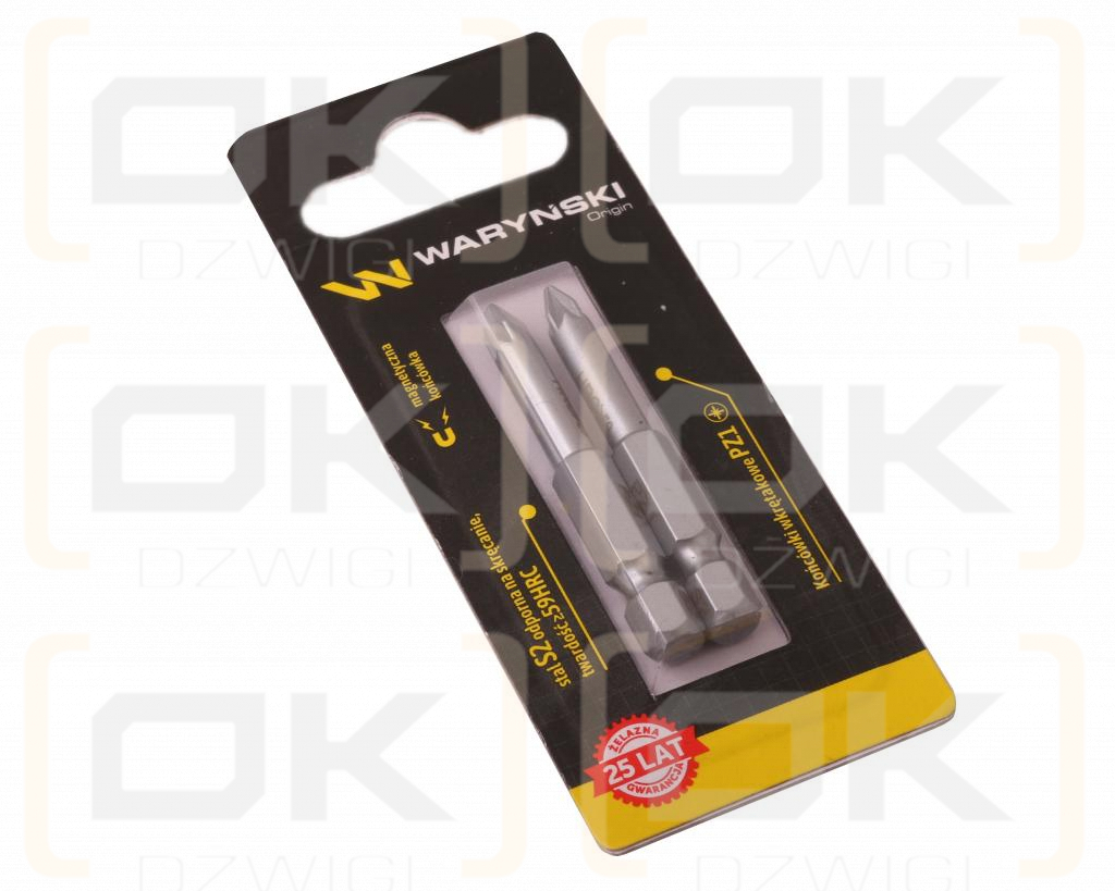 Końcówki wkrętakowe bity PZ1 50mm Waryński komplet w blistrze dwusztukowym