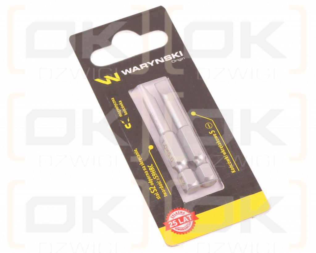 Końcówki wkrętakowe bity 5 50mm Waryński komplet w blistrze dwusztukowym