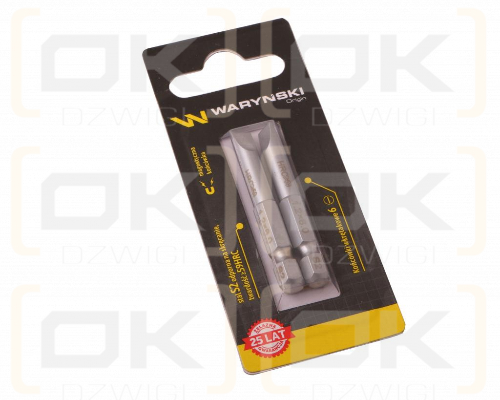 Końcówki wkrętakowe bity 6 50mm Waryński komplet w blistrze dwusztukowym