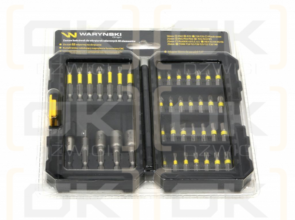 Set of impact tips 40 pcs. Waryński