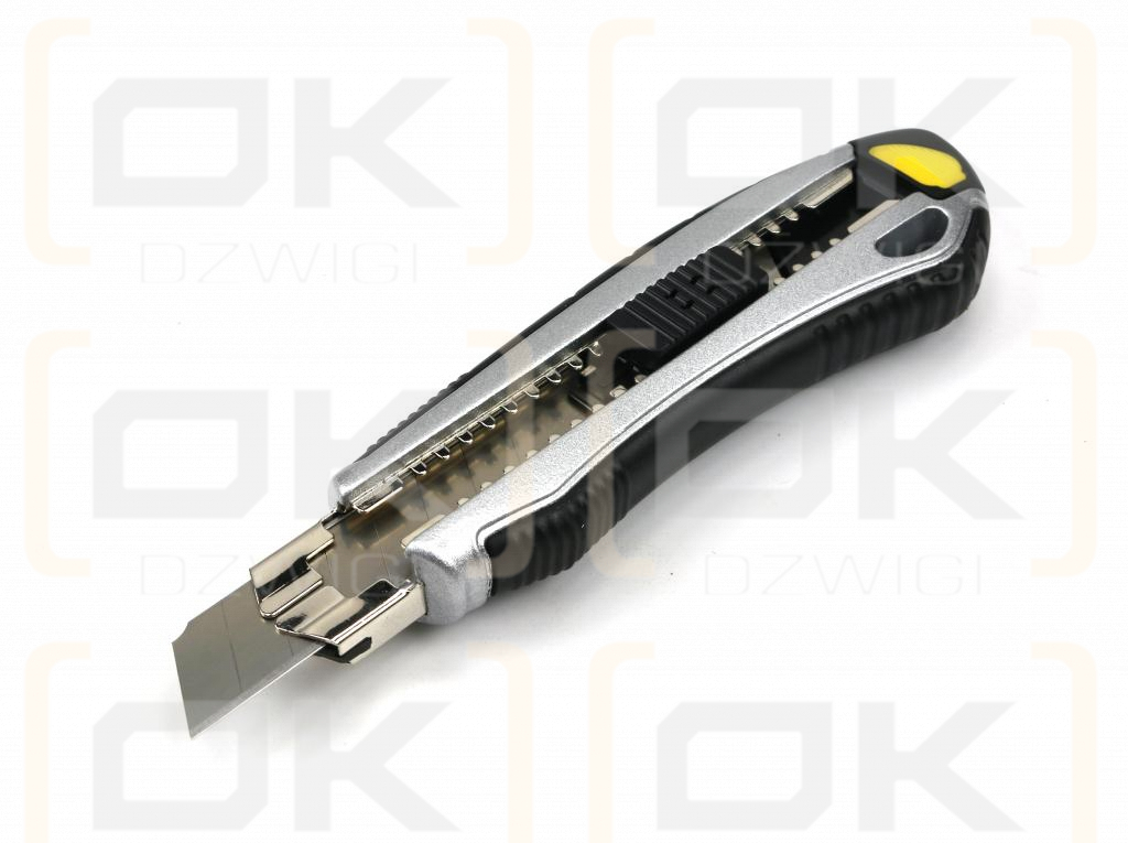 Nożyk łamany 18mm w aluminiowej obudowie z 6 ostrzami zapasowymi Waryński