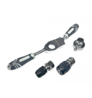 Zestaw grzechotka z oprawką do narzynek 25mm i uchwytami do gwintowników M3-M12 ze stali CrMo Waryński